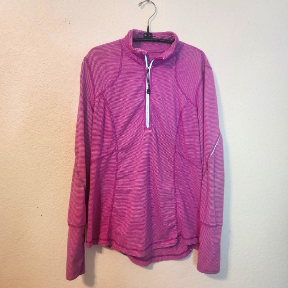 Tangerine Purple/Pink Quarter-Zip Pullover Athletic Long Sleeve‎ Top, Size M